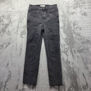 Madewell Jeans Womens 26 Gray Stovepipe High Rise Raw Hem Straight Leg Denim